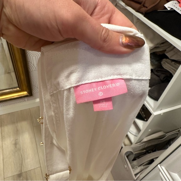 RARE Stoney Clover + Target Collab // White Linen Overalls with gold hardware. - Picture 6 of 6